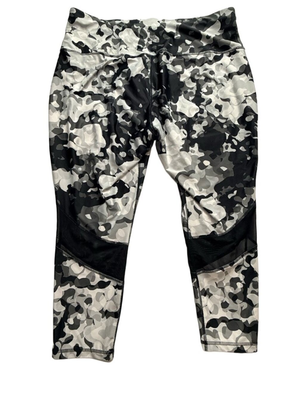 Xersion Women’s 2X Gray Camo 7/8 Leggings Plus Size High Rise Mesh Workout